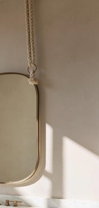 Custom Oval Brass Mirror, Hanging Rope Mirror, Moroccan Artisan Wall Decor — view 7