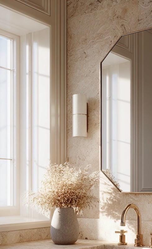 Handmade Brass Vanity Mirror, Italian Inspired Wall Decor, Moroccan Artisan Craftsmanship — view 3