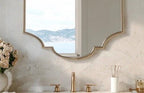 Handmade Moroccan Brass Vanity Mirror, Modern Gold Wall Decor — view 6