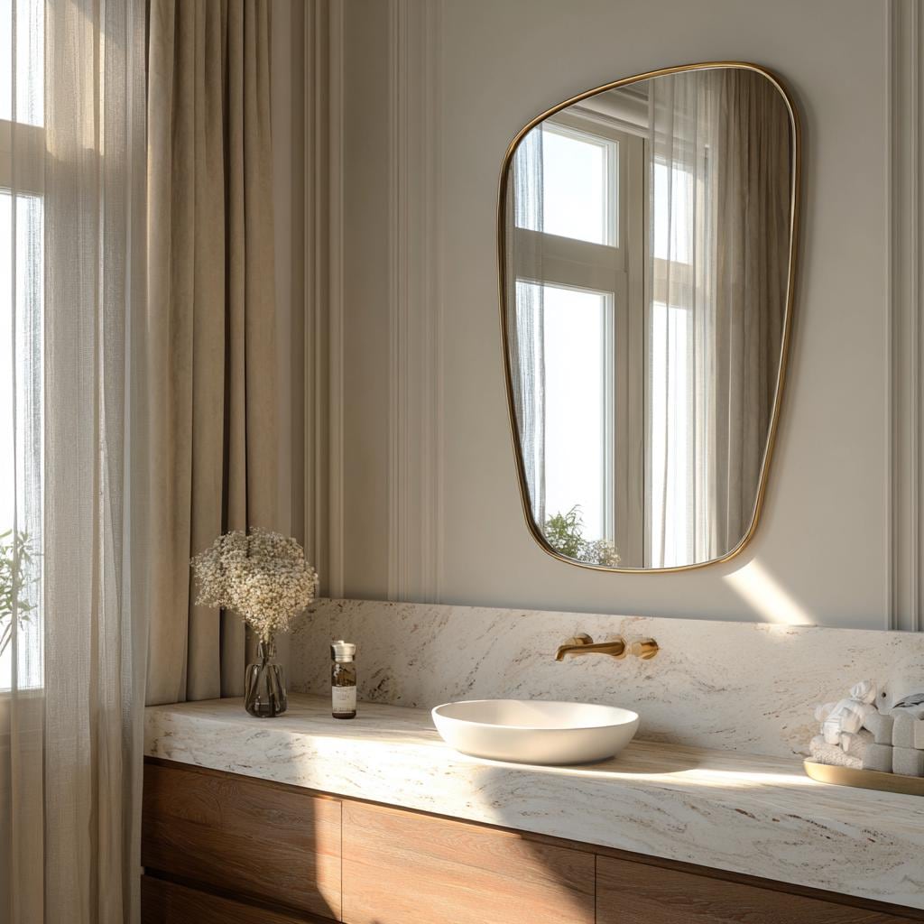 Handmade Brass Mirror, Elegant Italian Wall Mirror, Luxury Vanity Decor