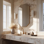 Handmade Brass Vanity Mirror, Italian Inspired Wall Decor, Moroccan Artisan Craftsmanship