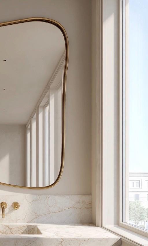 Unlacquered Brass Mirror, Luxury Handmade Bathroom Vanity Mirror, Minimalist Decor — view 4