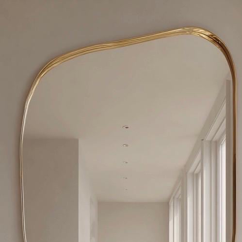 Handmade Brass Statement Mirror, Moroccan Artisan Wall Decor, Gold Finish — view 2