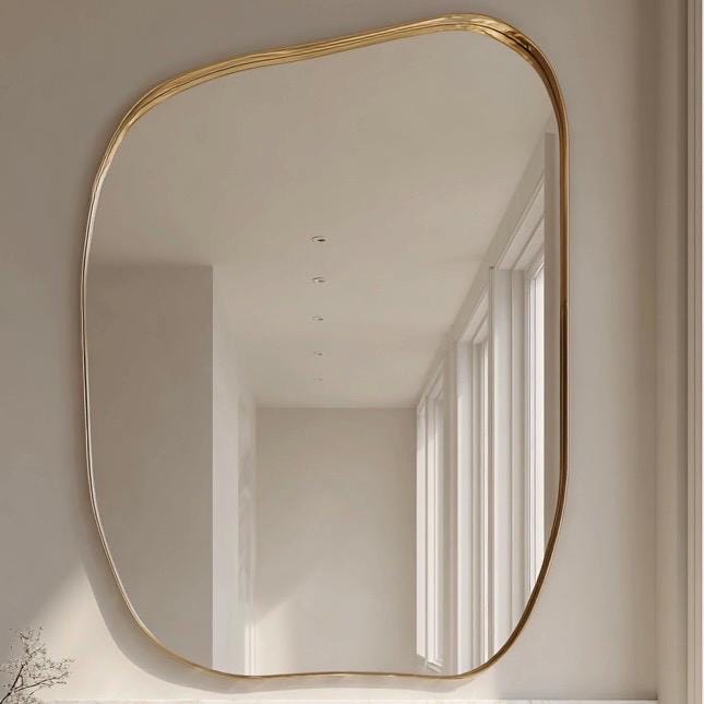 Handmade Brass Statement Mirror, Moroccan Artisan Wall Decor, Gold Finish — view 7