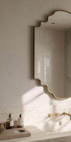 Handmade Moroccan Brass Vanity Mirror, Antique Brass Wall Decor — view 2