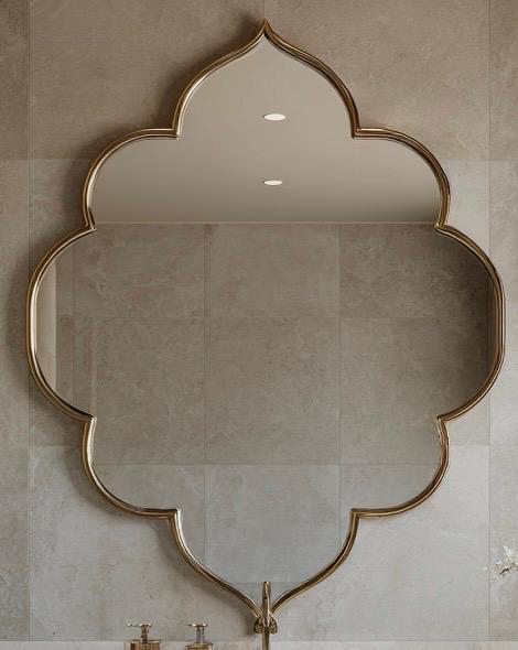 Moroccan Luxury Entryway Mirror, Handmade Brass Wall Decor, Modern Statement Mirror — view 3
