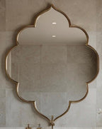 Moroccan Luxury Entryway Mirror, Handmade Brass Wall Decor, Modern Statement Mirror — view 3