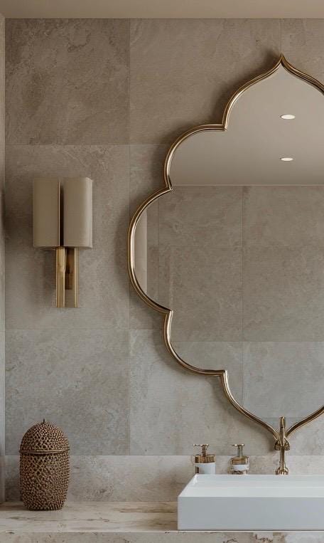 Moroccan Luxury Entryway Mirror, Handmade Brass Wall Decor, Modern Statement Mirror — view 5