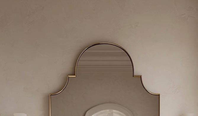 Wavy Brass Mirror, Luxury Wall Art Mirror, Handmade Modern Home Decor — view 3