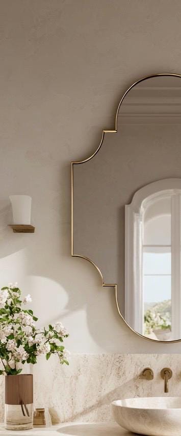 Wavy Brass Mirror, Luxury Wall Art Mirror, Handmade Modern Home Decor — view 6