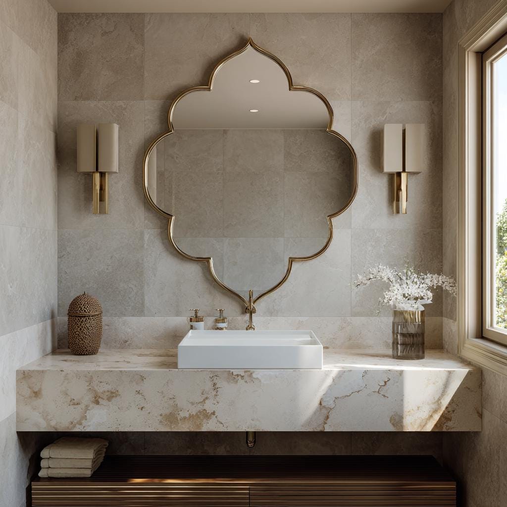 Moroccan Luxury Entryway Mirror, Handmade Brass Wall Decor, Modern Statement Mirror