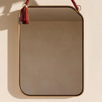 Brass Mirror, Hanging Rope Mirror, Moroccan Artisan Wall Decor — view 8