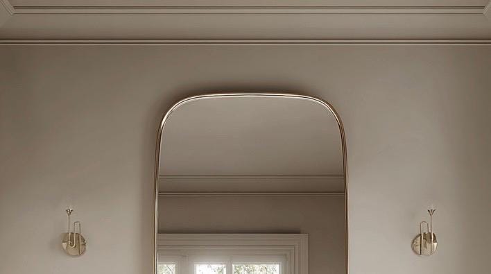 Minimalist Brass Wall Mirror, Luxury Handmade Designer Mirror for Living Room — view 3