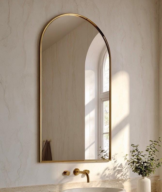 Wavy Brass Mirror, Luxury Wall Art Mirror, Handmade Modern Home Decor — view 6