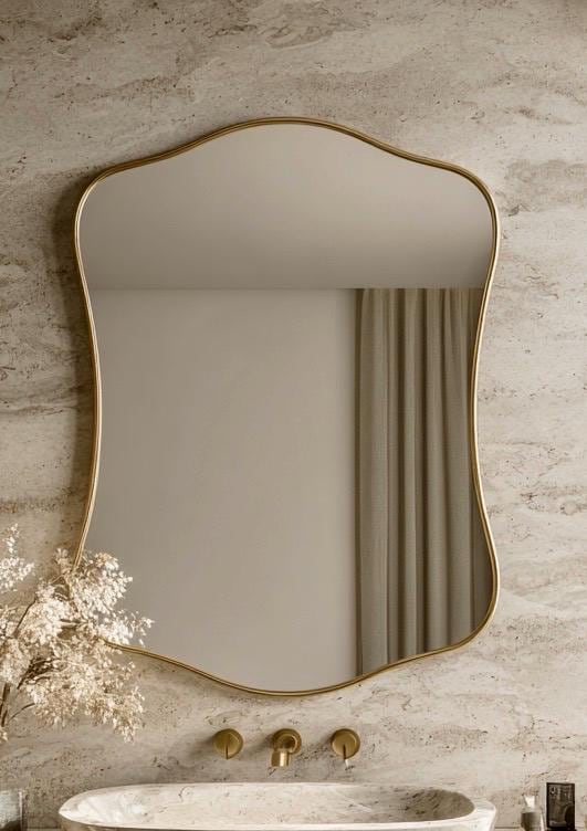 Brass Mirror, Luxury Wall Art Mirror, Handmade Modern Home Decor — view 5