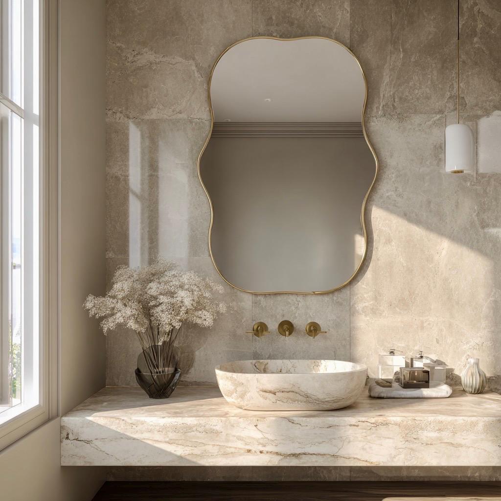 Handmade Brass Mirror, Elegant Italian Wall Mirror, Luxury Vanity Decor