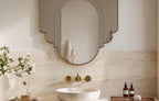 Handmade Moroccan Brass Vanity Mirror, Modern Gold Wall Decor — view 5