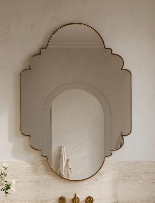 Handmade Moroccan Brass Vanity Mirror, Modern Gold Wall Decor — view 6
