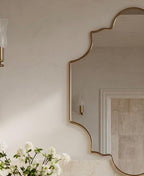 Italian Style Brass Mirror, Luxury Gold Wall Mirror, Designer Home Decor — view 4