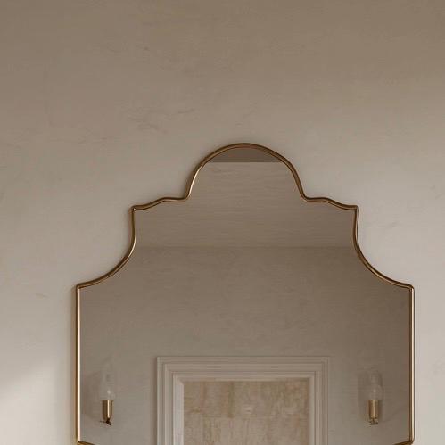 Italian Style Brass Mirror, Luxury Gold Wall Mirror, Designer Home Decor — view 5