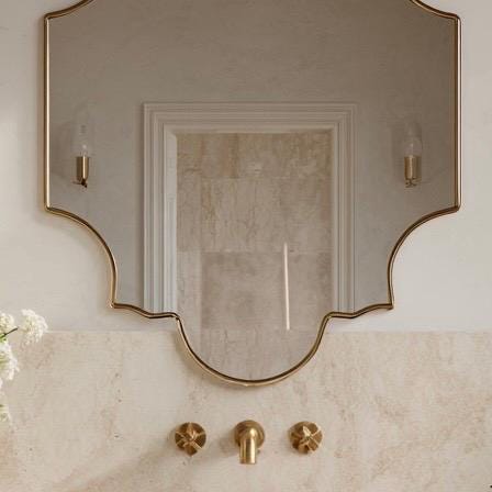 Italian Style Brass Mirror, Luxury Gold Wall Mirror, Designer Home Decor — view 3