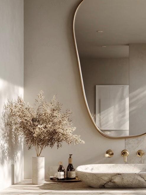 Organic Wavy Brass Mirror, Luxury Designer Mirror, Handmade Wall Sculpture — view 2