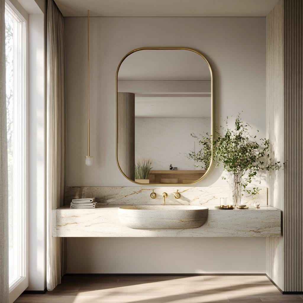 Minimalist Brass Wall Mirror, Handmade Decorative mirror for Elegant Interiors