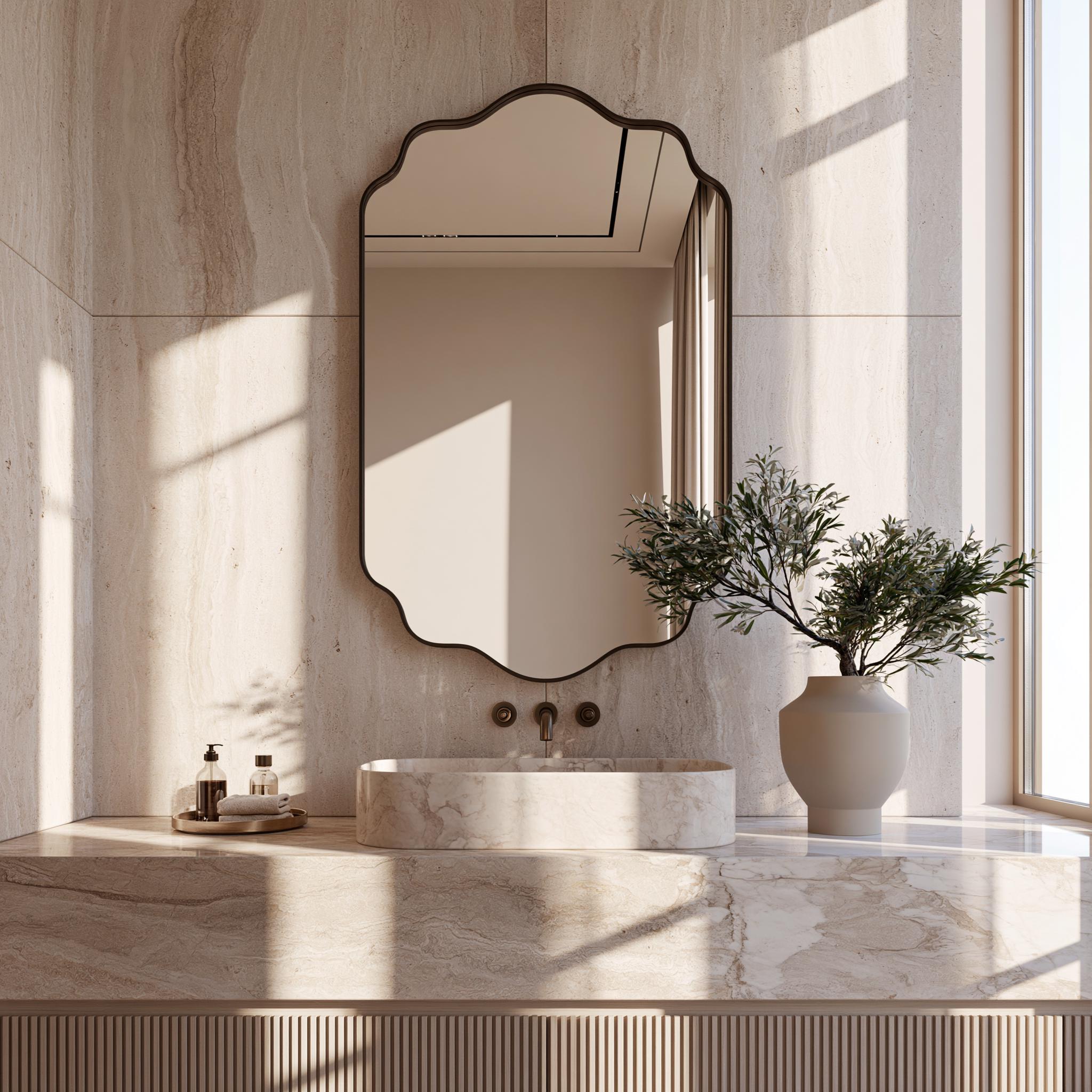 Handmade Moroccan Brass Vanity Mirror, Antique Wall Decor, Bathroom Accent