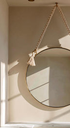 Handmade Moroccan Rope Hanging Mirror, Round Brass Wall Decor — view 5