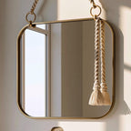 Modern Brass Hanging Mirror, Minimalist Vanity Mirror, Luxury Home Decor — view 3