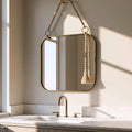 Modern Brass Hanging Mirror, Minimalist Vanity Mirror, Luxury Home Decor