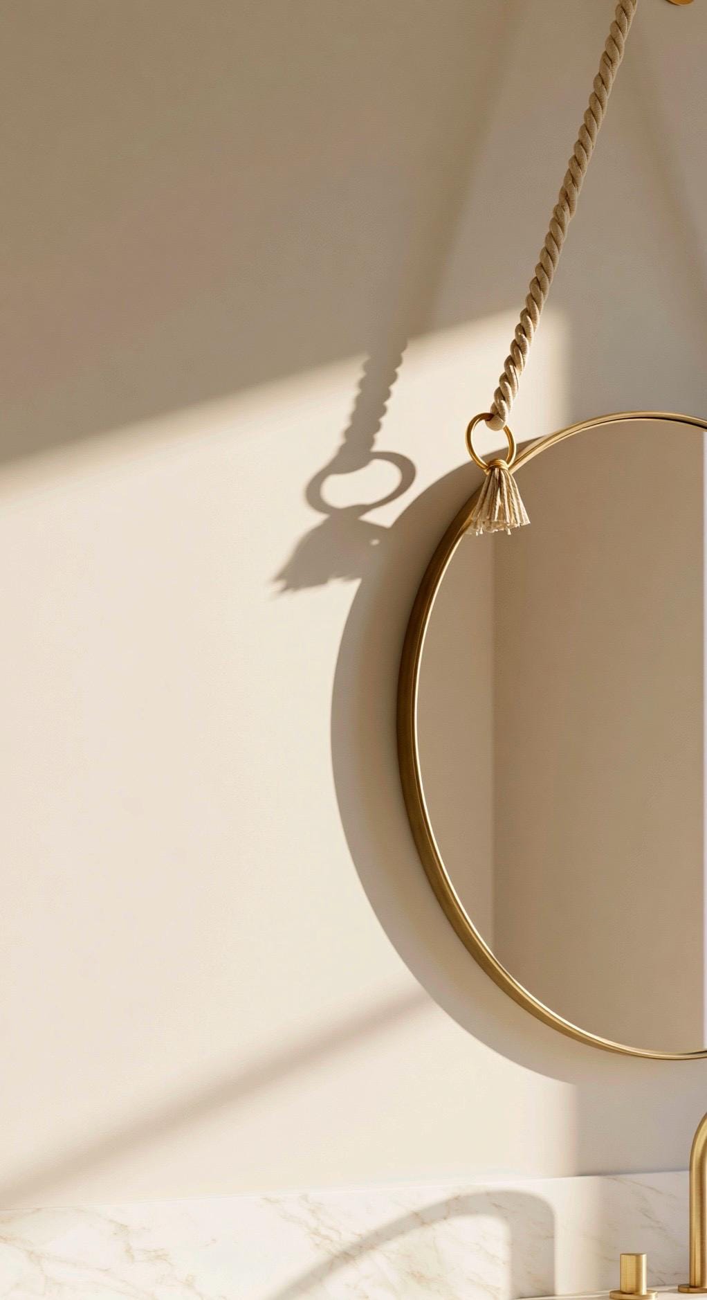 Luxury Brass Mirror for Bathroom, Round Hanging Mirror, Minimalist Wall Decor — view 4