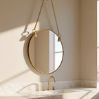 Luxury Brass Mirror for Bathroom, Round Hanging Mirror, Minimalist Wall Decor