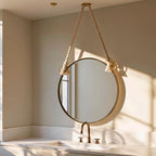 Brass Wall Mirror Round, Handmade Hanging Mirror, Luxury Bathroom Deco