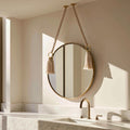 Handmade Moroccan Brass Round Mirror, Organic Boho Wall Decor