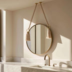 Handmade Moroccan Brass Round Mirror, Organic Boho Wall Decor