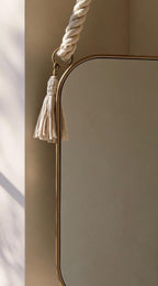 Handmade Brass Round Mirror with Rope, Designer Bathroom Mirror, Luxury Wall Decor — view 4
