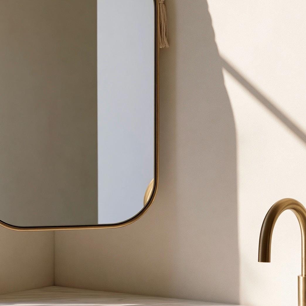 Handmade Brass Round Mirror with Rope, Designer Bathroom Mirror, Luxury Wall Decor — view 6