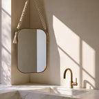 Handmade Brass Round Mirror with Rope, Designer Bathroom Mirror, Luxury Wall Decor