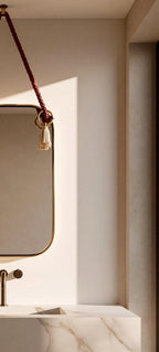 Brass Round Mirror with Rope, Designer Bathroom Mirror, Luxury Wall Decor — view 7