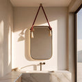 Brass Round Mirror with Rope, Designer Bathroom Mirror, Luxury Wall Decor