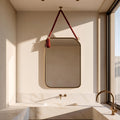 Brass Mirror, Hanging Rope Mirror, Moroccan Artisan Wall Decor